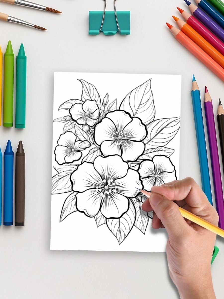 Zen Blooms – 100 Relaxing Flower Coloring Pages - Image 5
