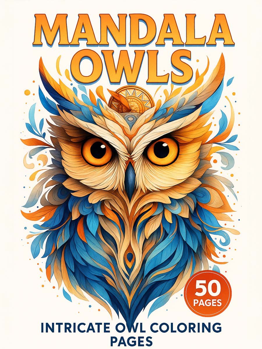 Mandala Owls – 50 Intricate Owl Coloring Pages