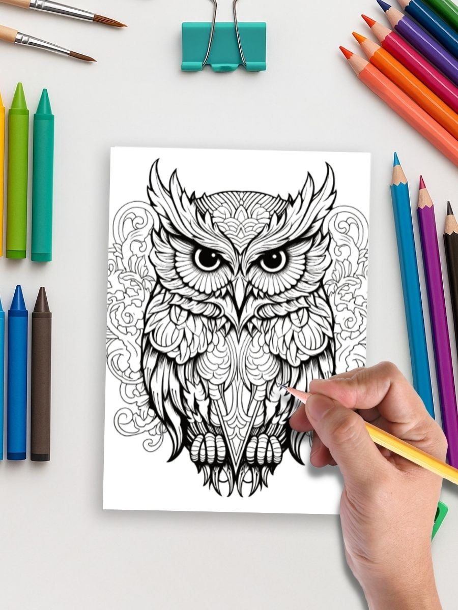 Mandala Owls – 50 Intricate Owl Coloring Pages - Image 5